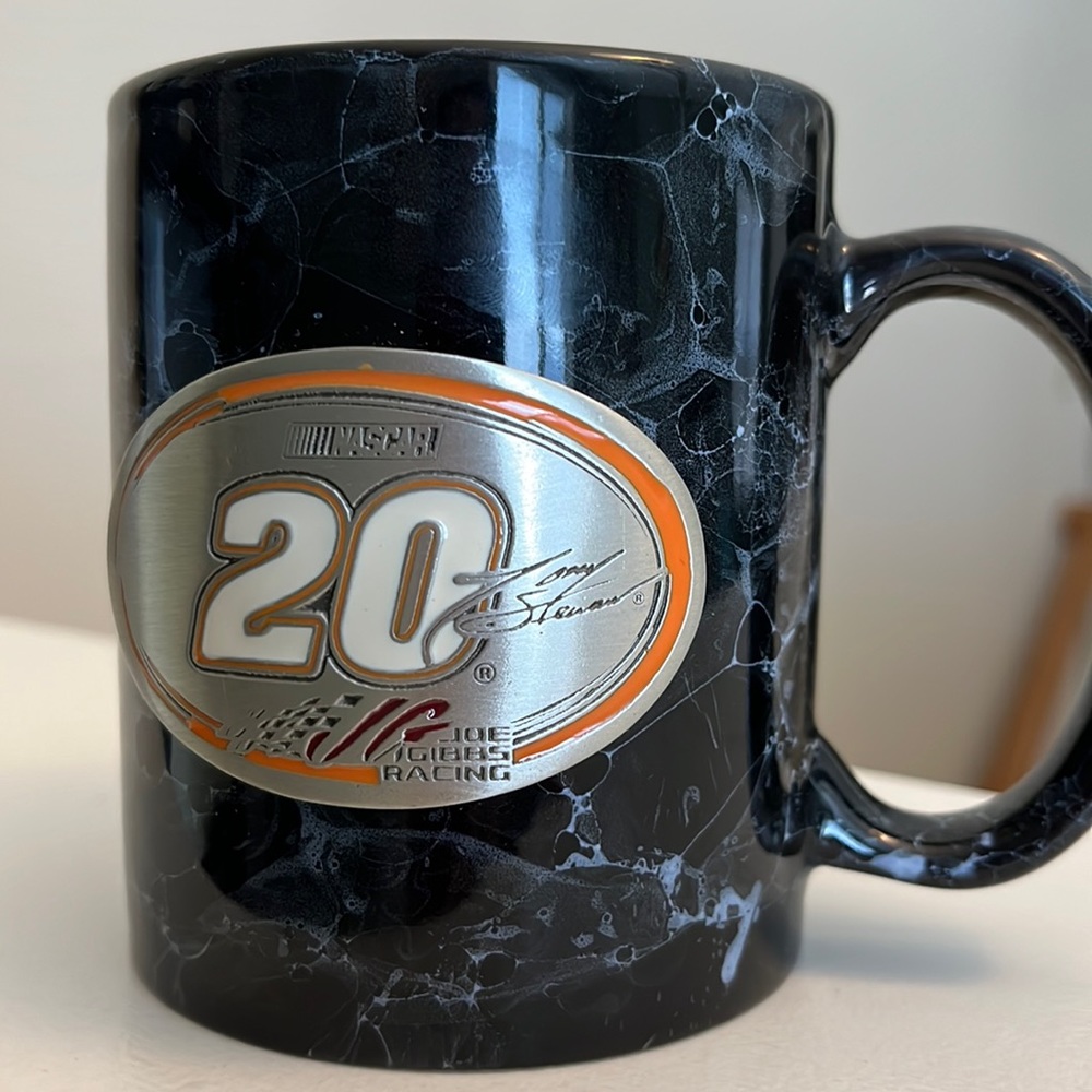 Tony Stewart #20 NASCAR mug with pewter emblem